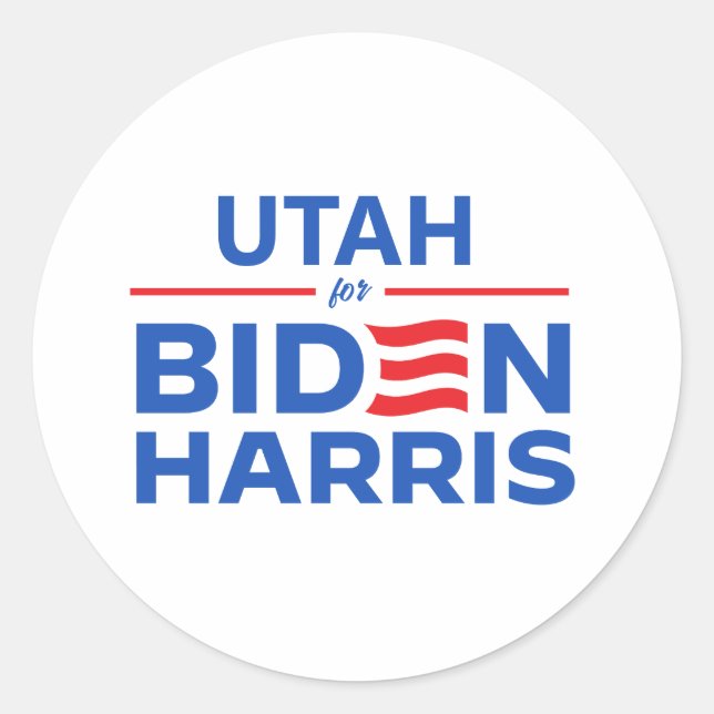 Pegatina Redonda Utah para Biden Harris (Anverso)
