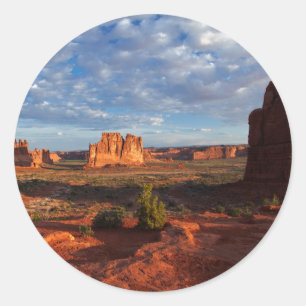 Pegatina Redonda Utah, Parque Nacional Arches, formaciones rocosas