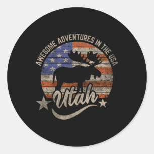 Pegatina Redonda Utah Regalos Vestimenta Senderismo Caza de Pescado