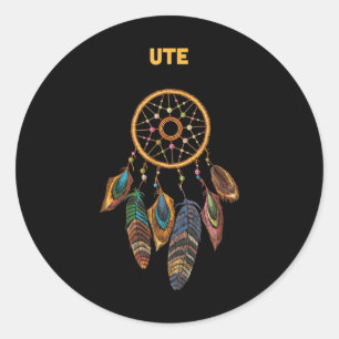 Pegatina Redonda Ute Tribe Nativo Estadounidense Respeto del Honor