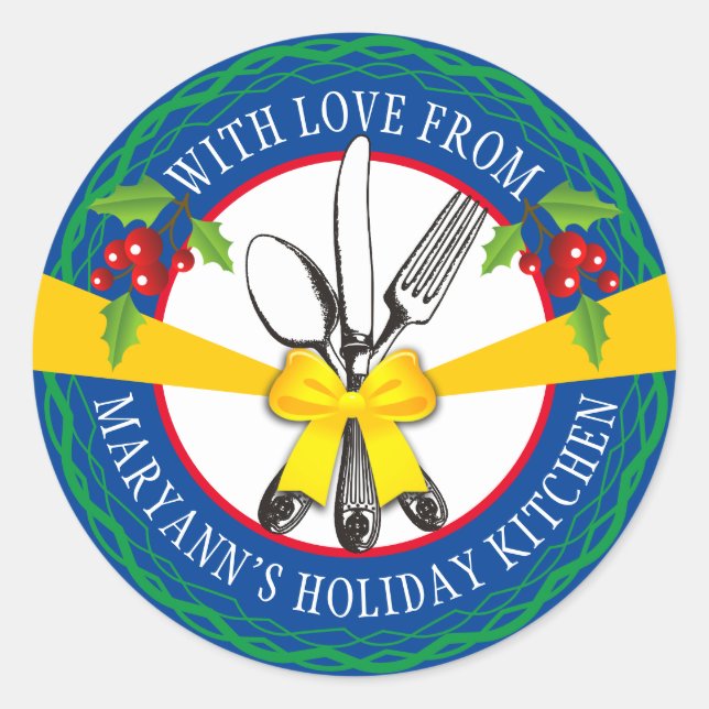 Pegatina Redonda utensilios de arco Navidades personalizados gallet (Anverso)