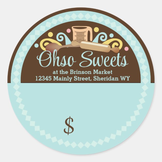 Pegatina Redonda Utensilios de cocción de la cocina de (Anverso)