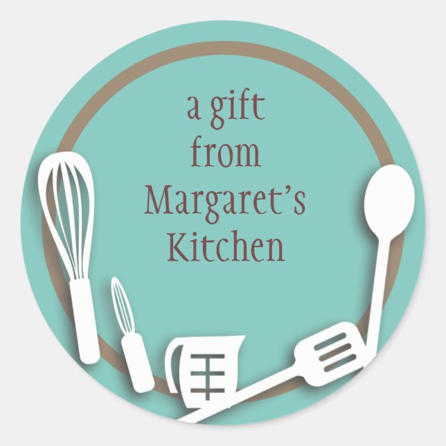 Pegatina Redonda utensilios de cocina de mis pegatinas de cocina (Anverso)