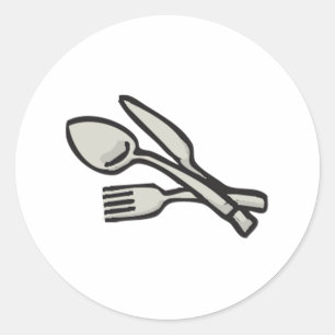 Pegatina Redonda Utensilios de Silverware