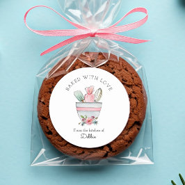 Pegatina Redonda Utensilios para hornear en blanco