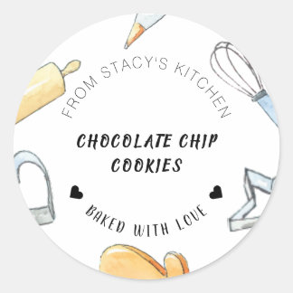 Pegatina Redonda Utensilios personalizados para acuarela