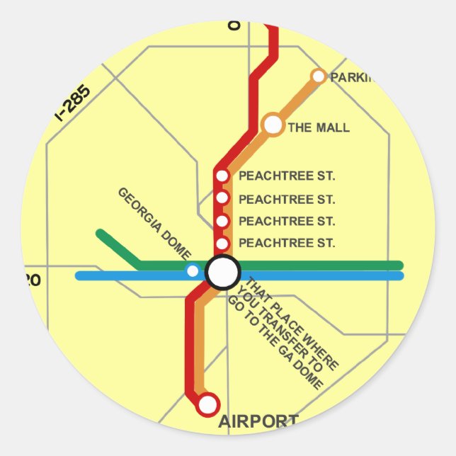 Pegatina Redonda Útil mapa del metro de Atlanta (Anverso)