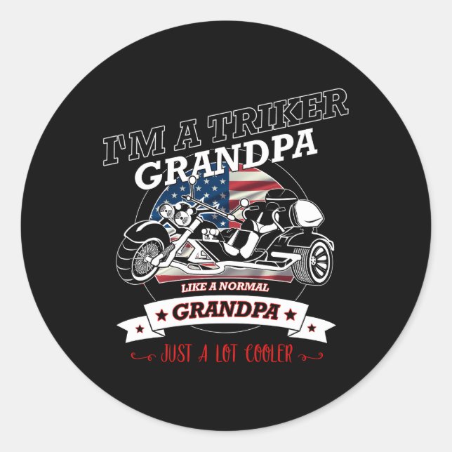 Pegatina Redonda Uu Triker Grandpa Trike (Anverso)