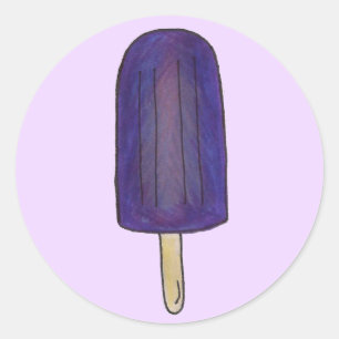 Pegatina Redonda Uva morada Popsicle Pop Ice Lolly Sweet Lollies