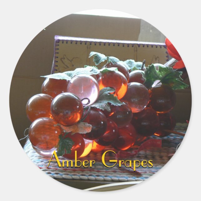 Pegatina Redonda Uvas ámbar (Anverso)