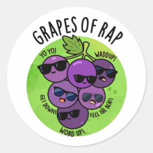 Pegatina Redonda Uvas De Rap Fruit Funny