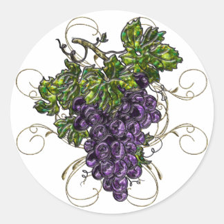 Pegatina Redonda Uvas moradas