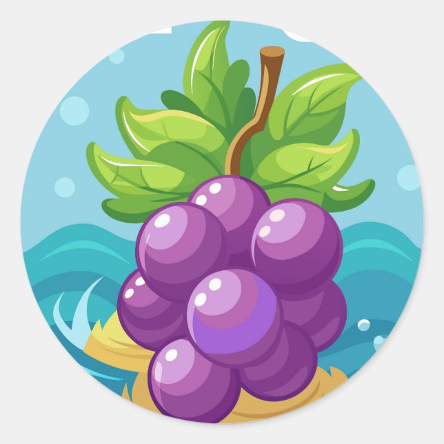 Pegatina Redonda Uvas orgánicas (Anverso)