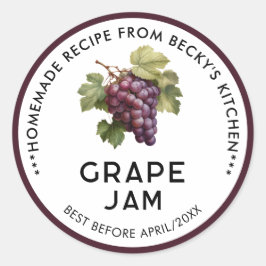 Pegatina Redonda Uvas rojas caseras Jam Pantry Labs