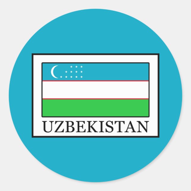 Pegatina Redonda Uzbekistán (Anverso)