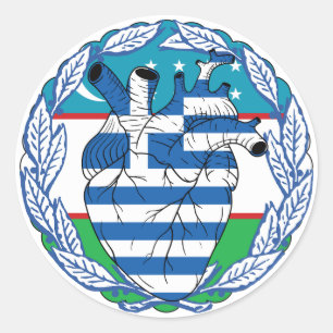 Pegatina Redonda Uzbekistán Independencia griega Grecia