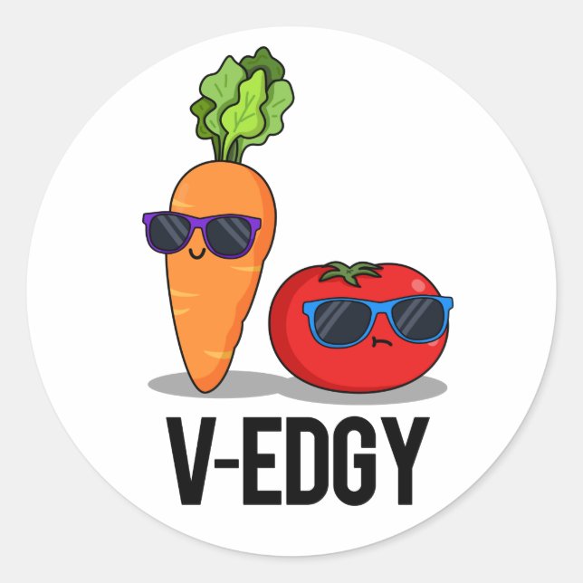 Pegatina Redonda V-Edgy Funny Veggie Pun (Anverso)