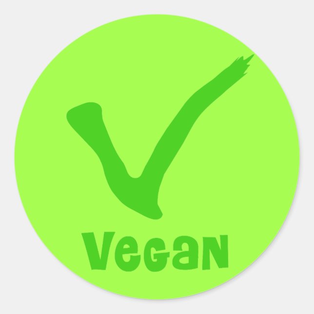 Pegatina Redonda V es para Vegan Stickers (Anverso)