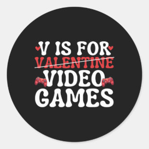 Pegatina Redonda V Es Para Videojuegos Divertido Gam Anti Día de Sa