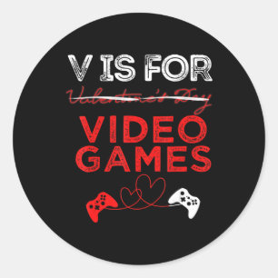 Pegatina Redonda V es para videojuegos Gamer Valentines