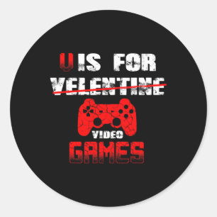 Pegatina Redonda V Es Para Videojuegos Niños Día de San Valentín So