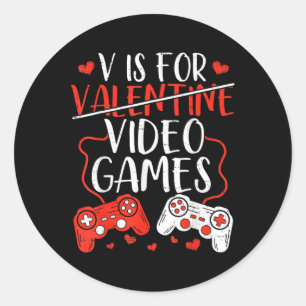 Pegatina Redonda V Es Para Videojuegos Valenter Gamer Valentines Da