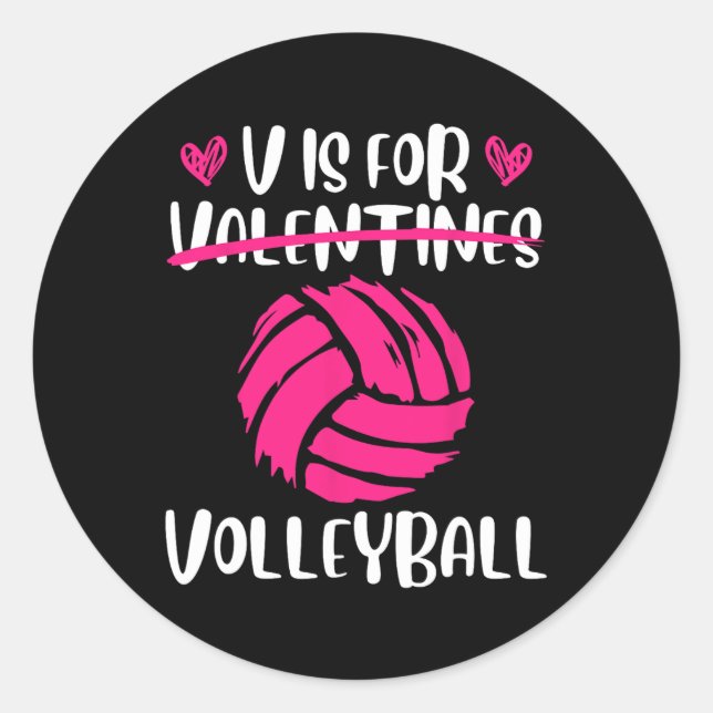 Pegatina Redonda V Es Para Voleibol Valentine Love Valentine39s Da (Anverso)