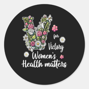 Pegatina Redonda V Por La Victoria; La Salud De La Mujer