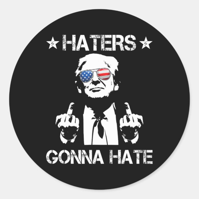 Pegatina Redonda Va a odiar al Dedo Medio Divertido Trump 2024 Pres (Anverso)