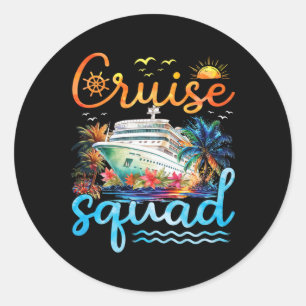 Pegatina Redonda Vac de crucero de la familia Cruise Squad 2025