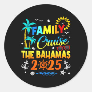 Pegatina Redonda Vac de verano 2025 para crucero familiar en Bahama