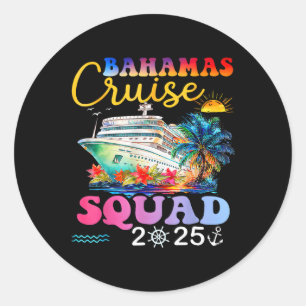 Pegatina Redonda Vac de verano 2025 para crucero familiar en Bahama