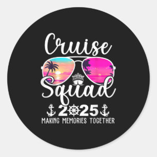Pegatina Redonda Vac de verano de crucero Squad 2025 Cruise Squad