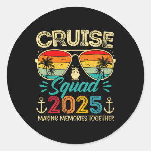 Pegatina Redonda Vac de verano de la familia Cruise Squad 2025