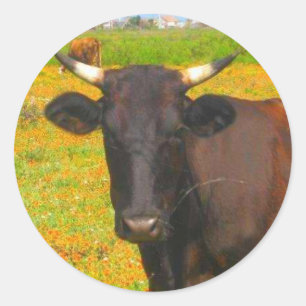 Pegatina Redonda Vaca