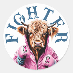 Pegatina Redonda Vaca azul para combatir el cáncer de mama