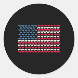 Pegatina Redonda Vaca bandera americana novilla EEUU 4 de julio gra