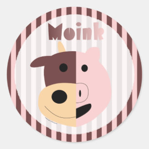 Pegatina Redonda Vaca + Cerdo = pegatinas Moink