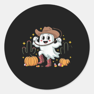 Pegatina Redonda Vaca divertida de Halloween del oeste fantasma par