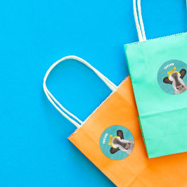 Pegatina Redonda Vaca dulce con barba personalizada