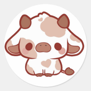 Pegatina Redonda Vaca Kawaii
