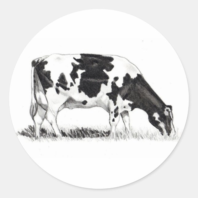 PEGATINA REDONDA VACA LÁCTEA, ARTE PENCIENTE (Anverso)
