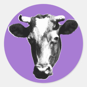 Pegatina Redonda Vaca Pop Art