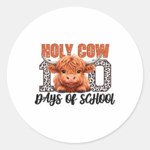 Pegatina Redonda Vaca Sagrada 100 Días De Chica De Estudiantes Esco