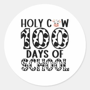 Pegatina Redonda Vaca Sagrada 100 Días De Chica De Estudiantes Esco