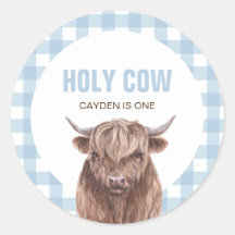 Vaca Sagrada Cumpleaños Uno Cuadrados Azules Clási