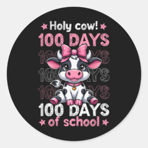 Pegatina Redonda Vaca Santa 100 días de Chicas escolares