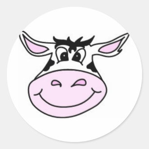 Pegatina Redonda Vaca sonriente