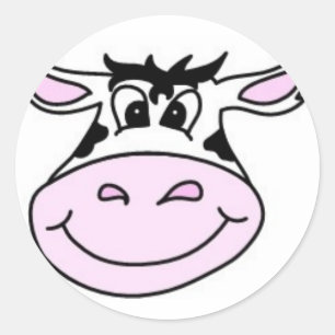 Pegatina Redonda Vaca sonriente