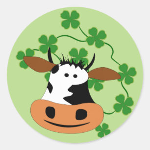Pegatina Redonda Vaca sonriente